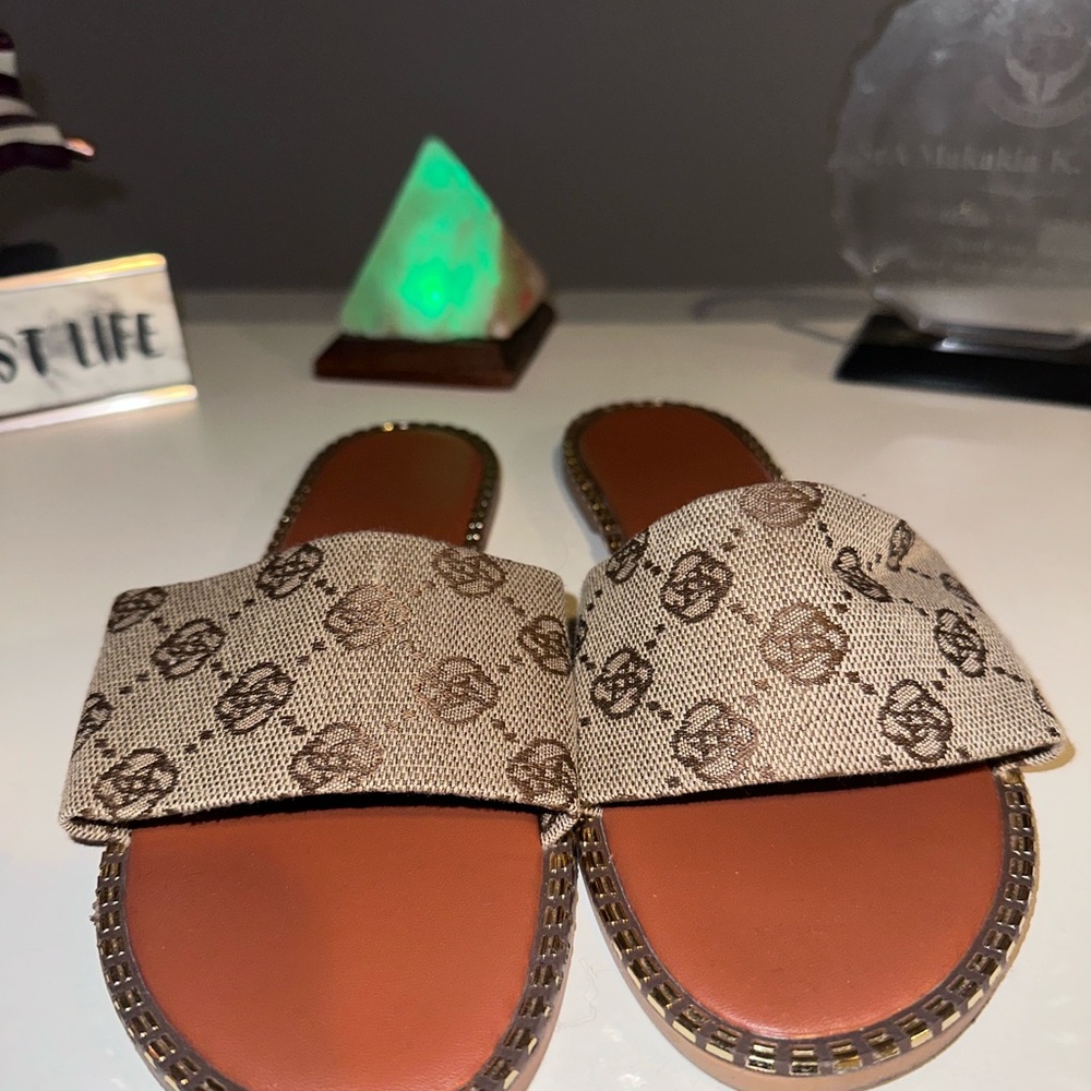Tan Slide Sandals - Picture 2 of 5